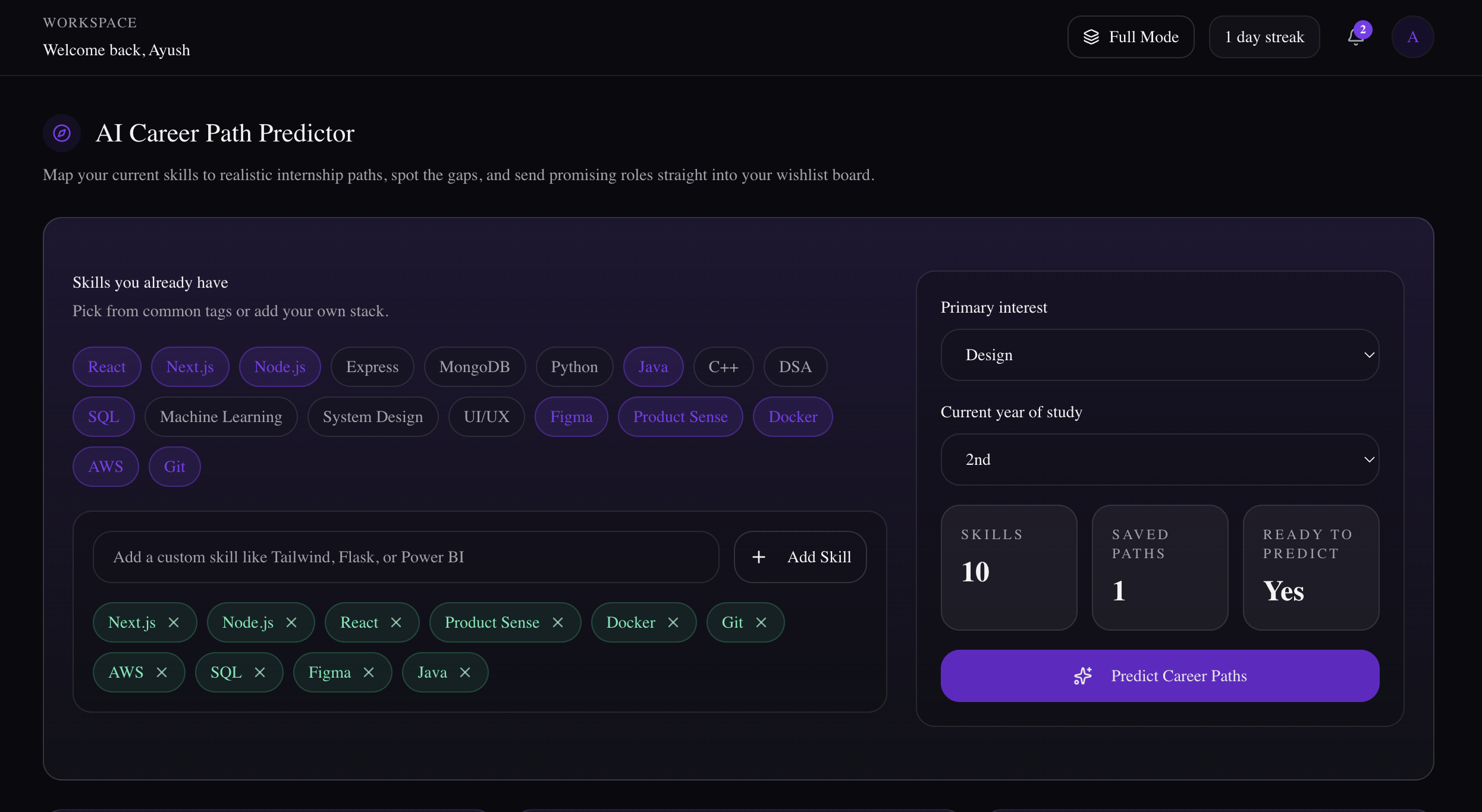 AI career path prediction with job-search shortcuts